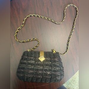 Elegant Vintage Black and Gold Woven Women's Bag